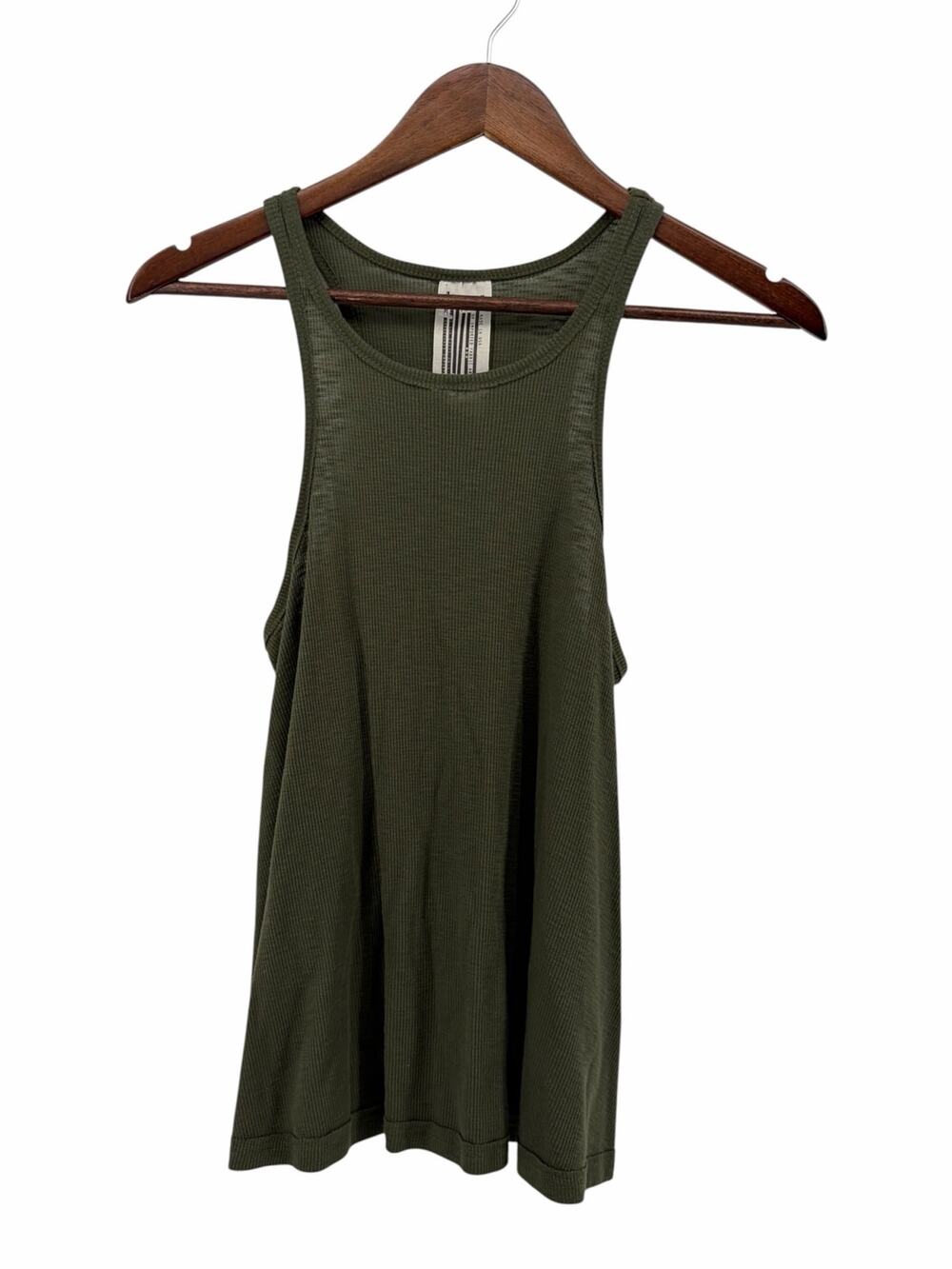 Free People Army Green Knit Tank Top Women's XS Boho Minimalist Sleeveless